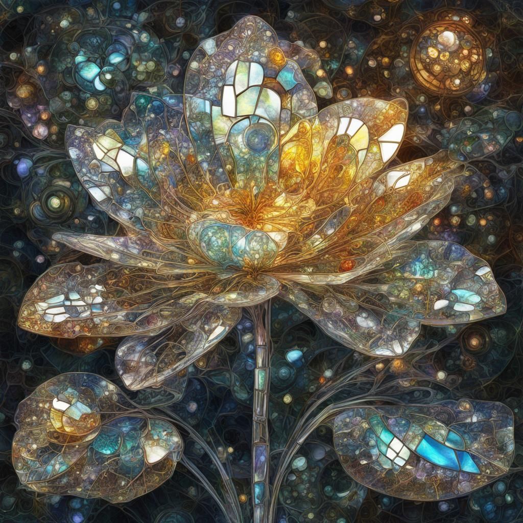 Steampunk Nirvana Flower Heart in Psychedelic Style