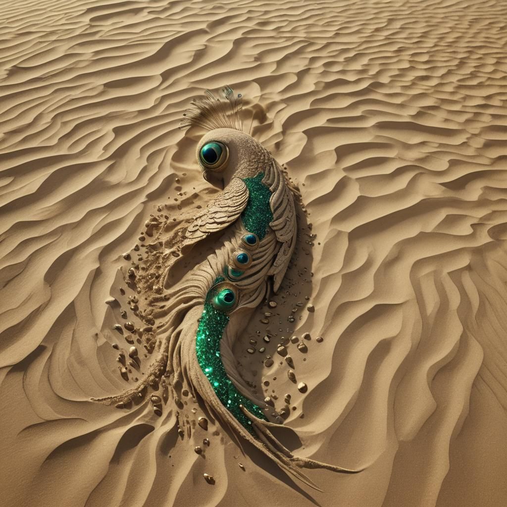 Sandy Desert Entity in Surreal Digital Art