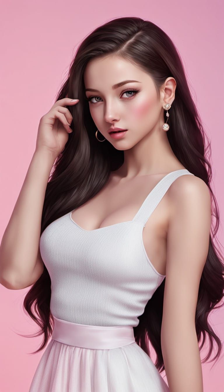 Hyperrealistic Portrait of Bad Bhabie in Vibrant Polychromat...