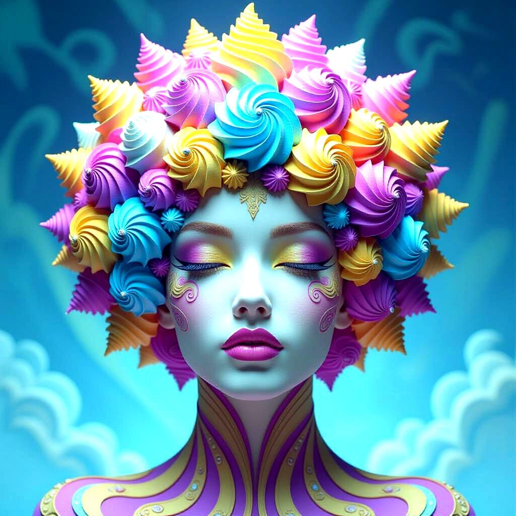 Ice Cream Afro Face in Dark Fantasy Style