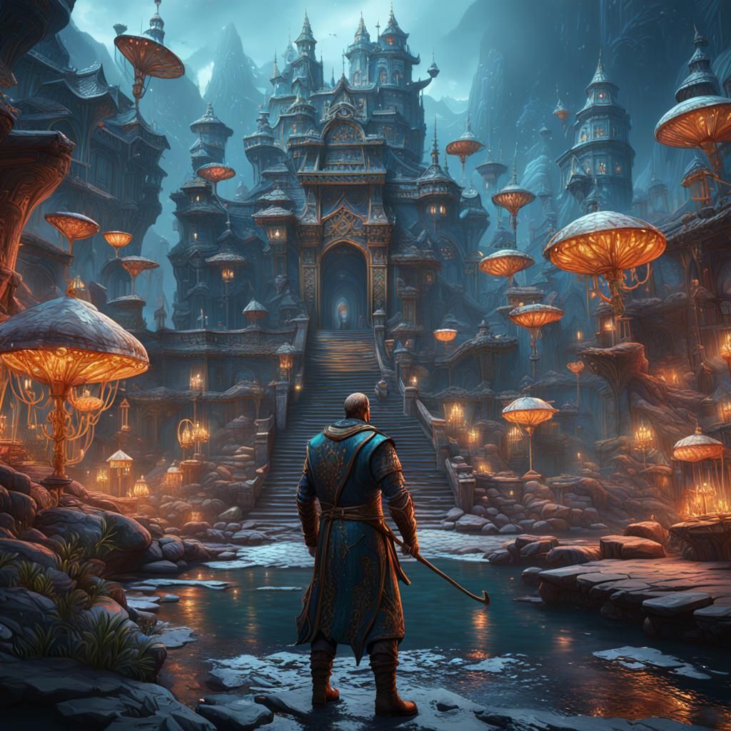 Fantastical Illustrated Scene in Deep Color