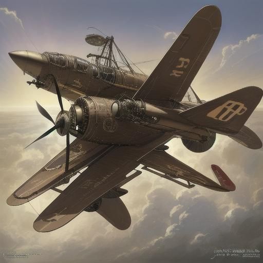 Steampunk Fighter Plane in Anime Style