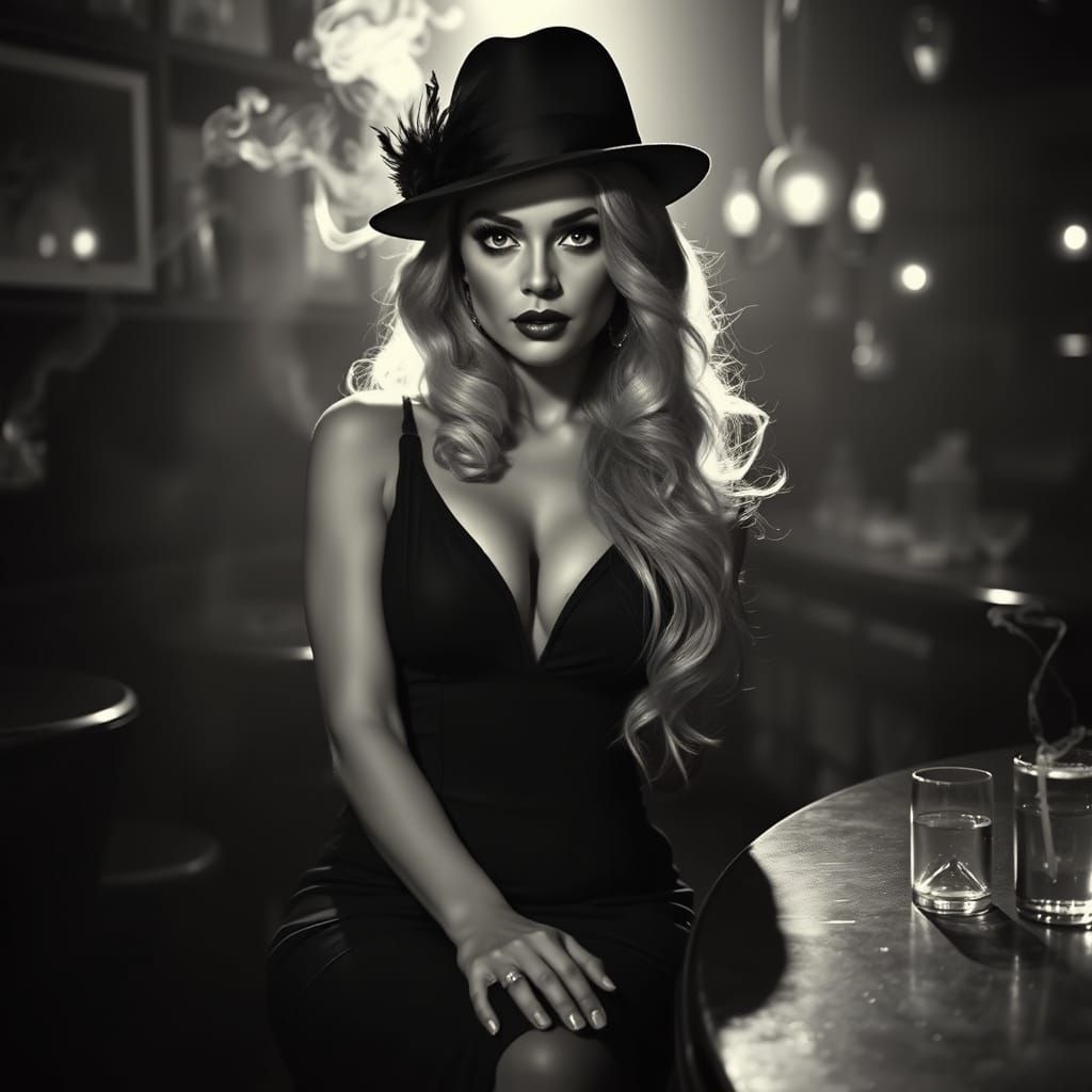 Sultry Siren in Film Noir Glamour