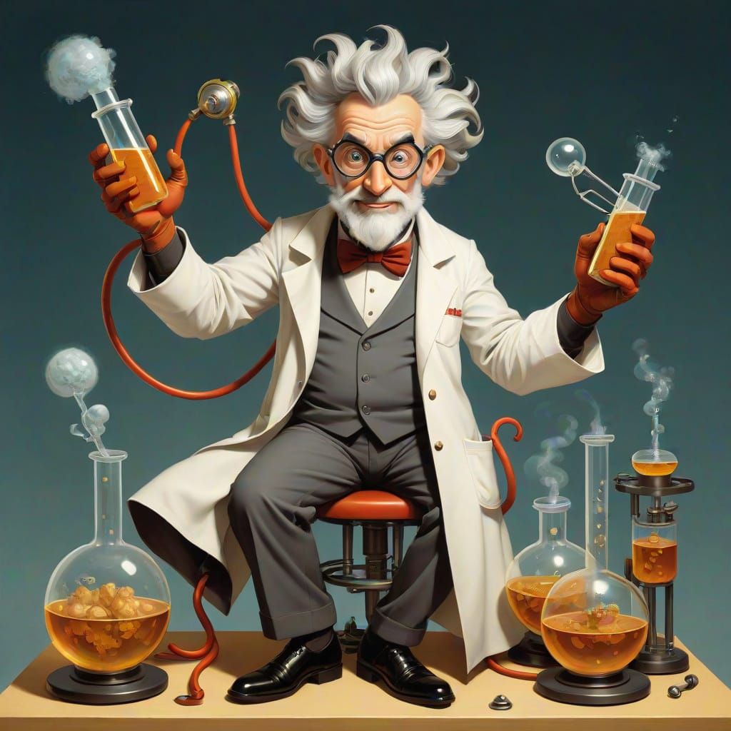 Whimsical Mad Scientist in Fantasy Art Style