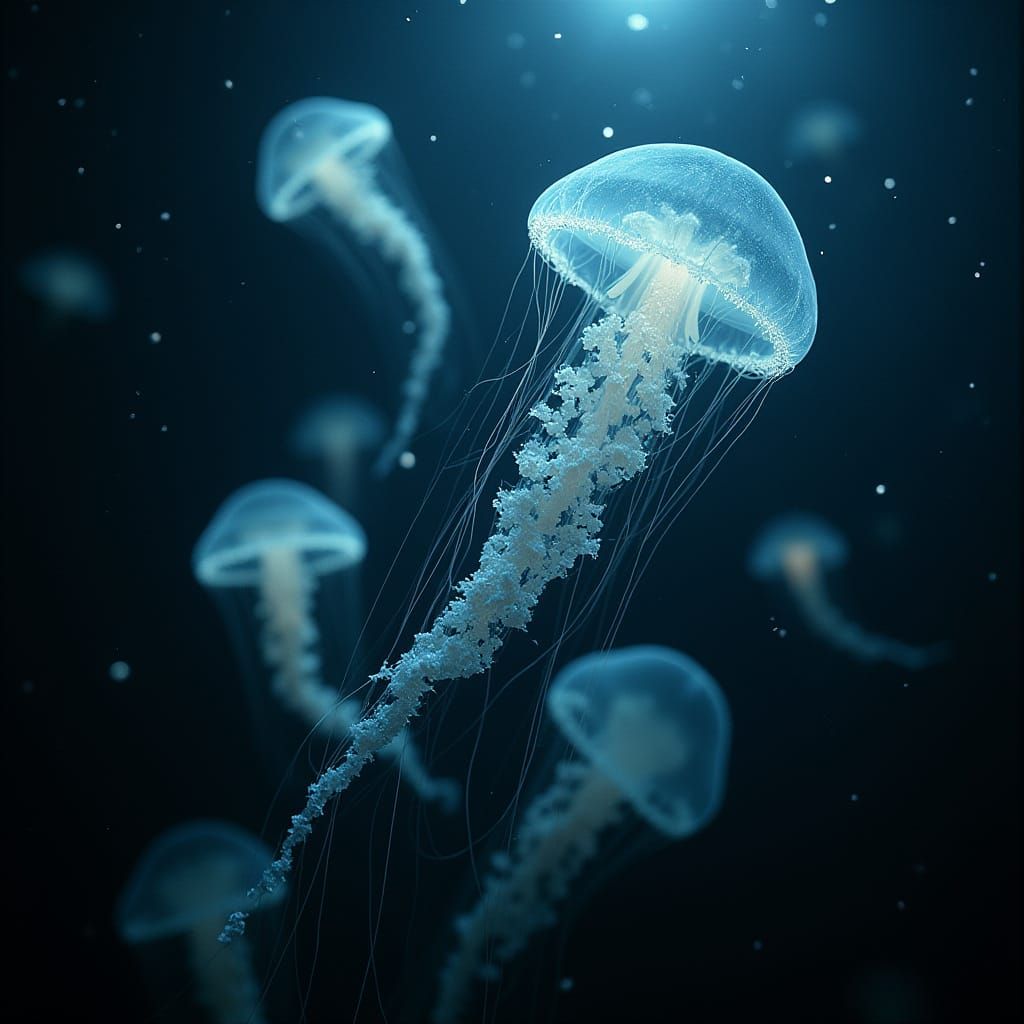 Celestial Jellyfish Swarm: Van Gogh Nightscape