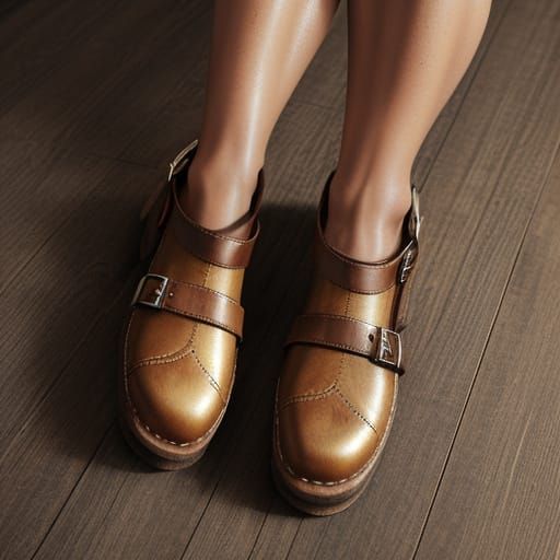 Traditional Zoccolo Clogs with Weathered Wood and Leather St...