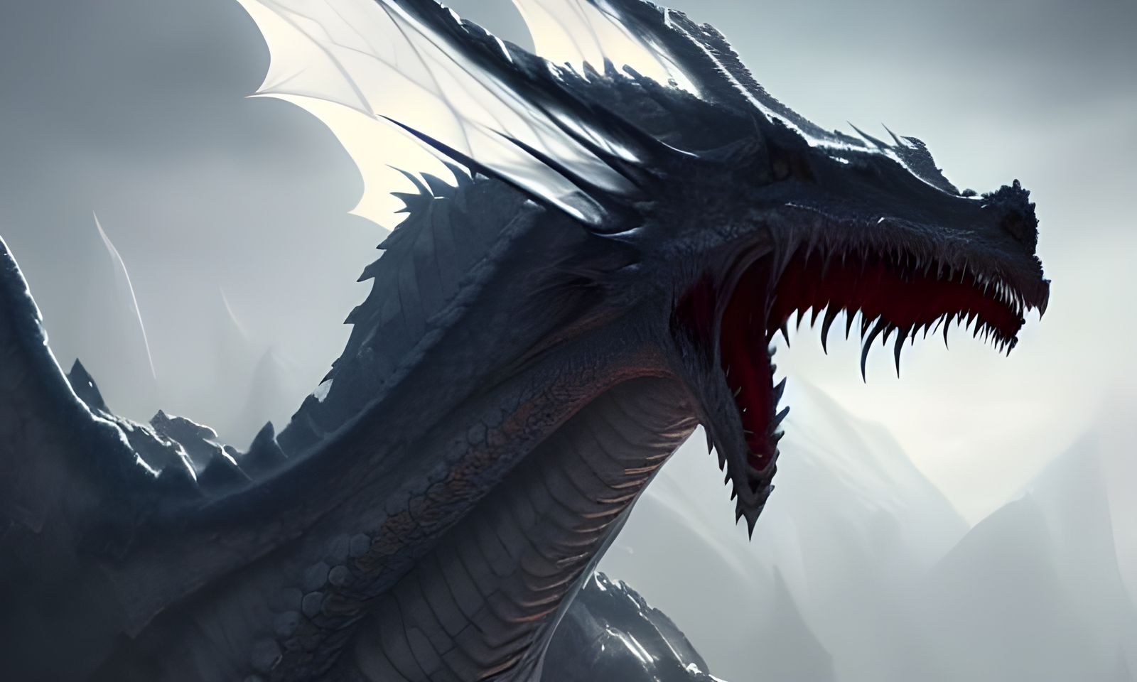 Majestic White Dragon Dark Fantasy Concept Art