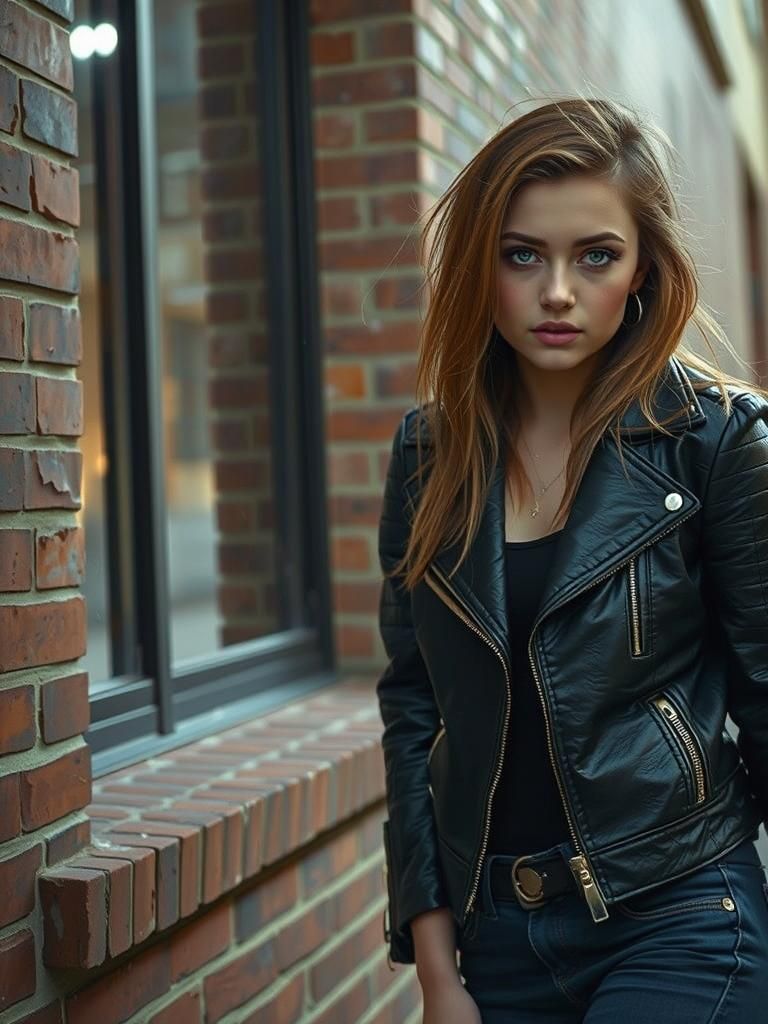 Punk Rock Girl in City Night, Professional Photography