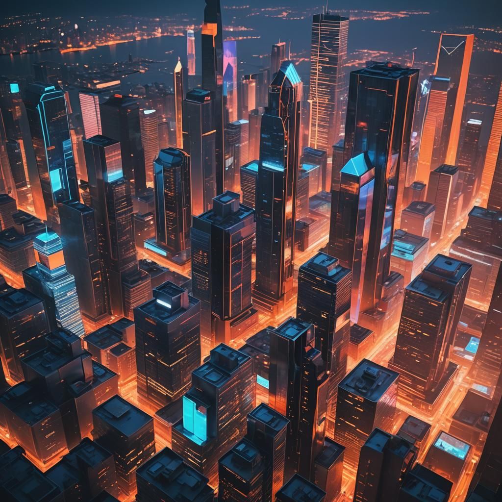 Futuristic Cityscape at Dusk in Cinematic Digital Art