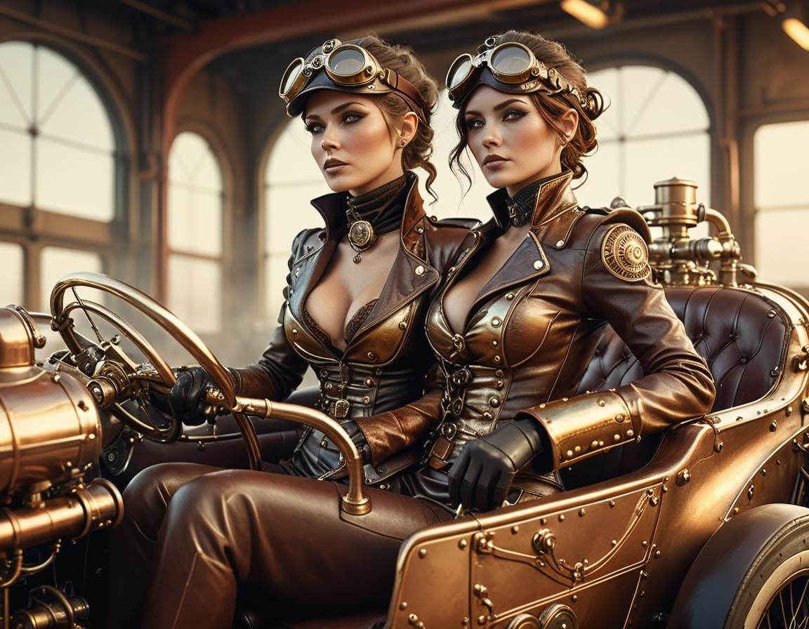 Steampunk Racer in Vintage Car