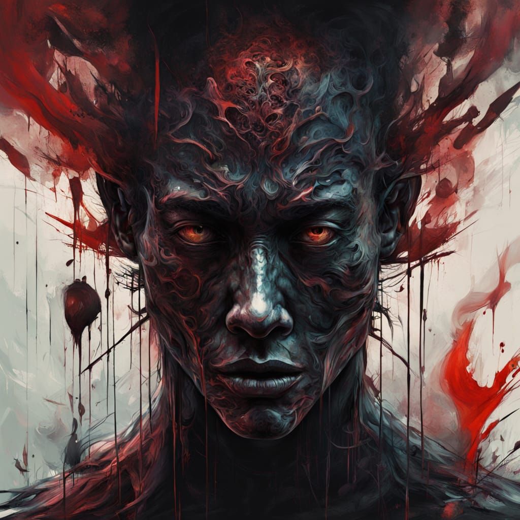 Nightmarish Abstract Being Tormented in Surreal Digital Art