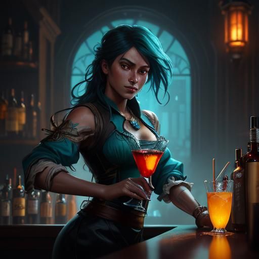 Bartender Cocktail in Dynamic Lighting