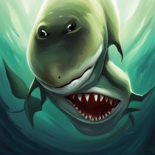 Sinister Shark Cuddles in a Dark Style