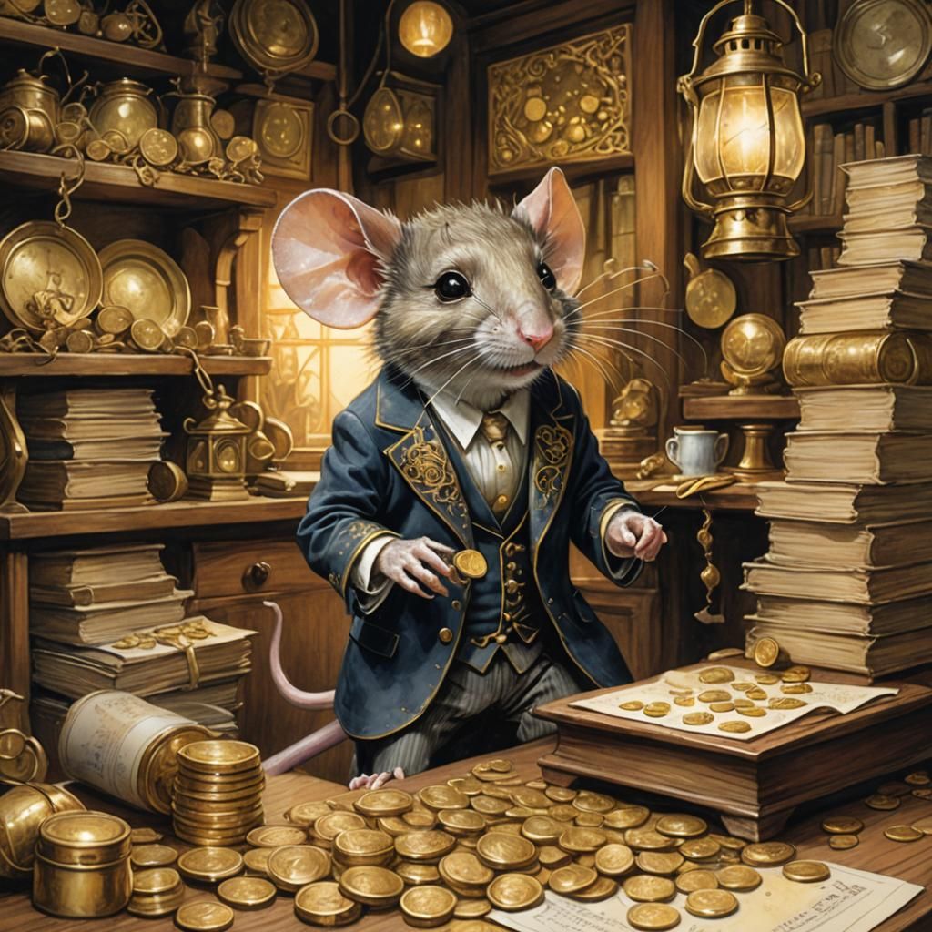 Mouse in Suit: Whimsical Fantasy Illustration