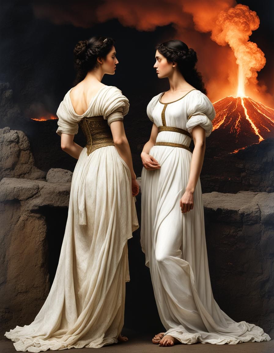 Pompeii: Lovers Kiss During Volcanic Eruption