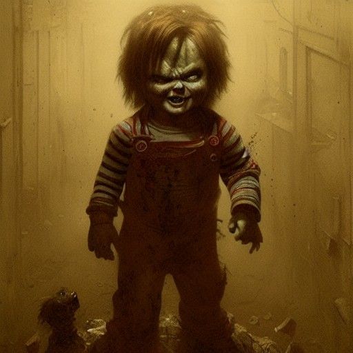 Chucky Horror Art in Doré Rutkowski Style