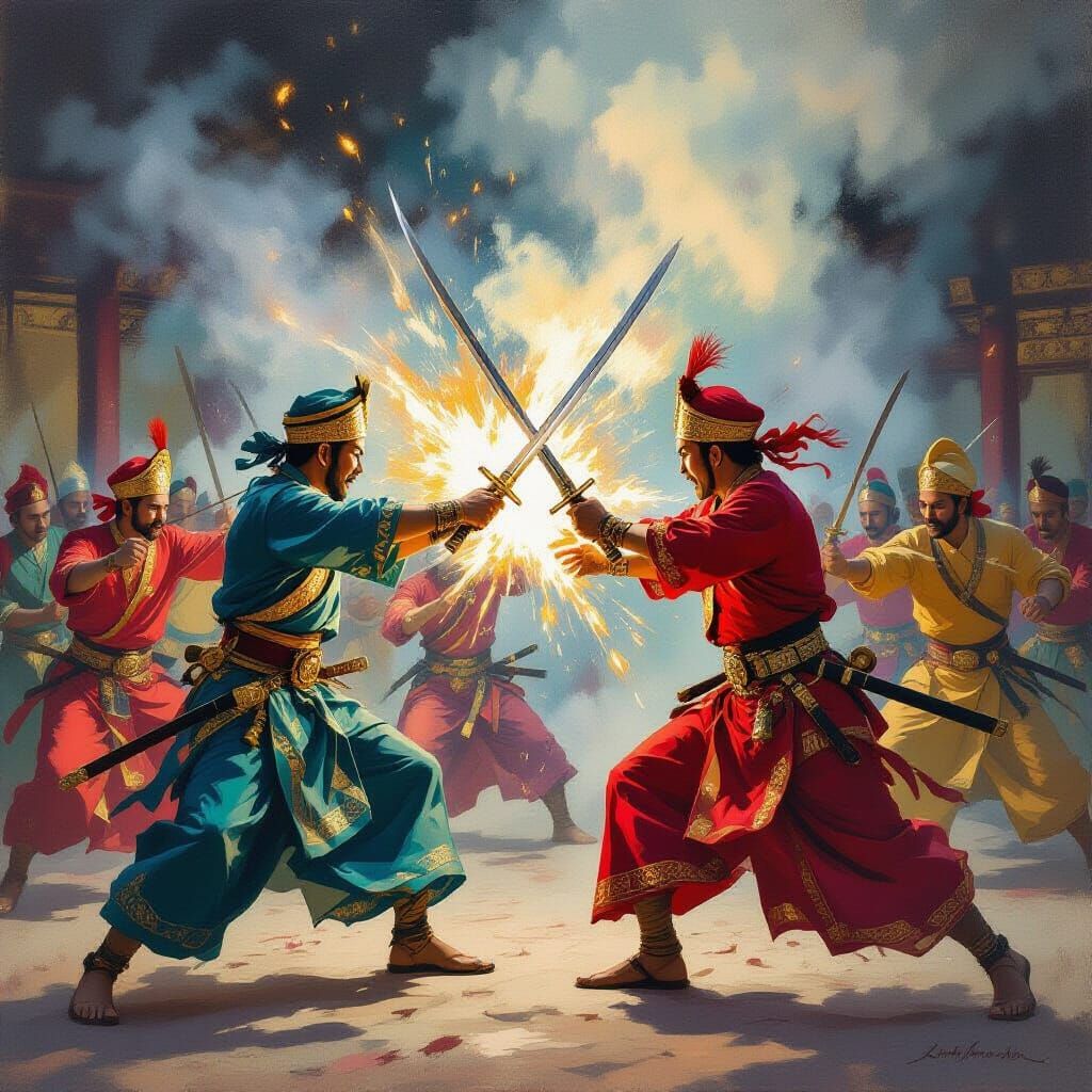 Epic Malay Warriors Duel in Traditional Style