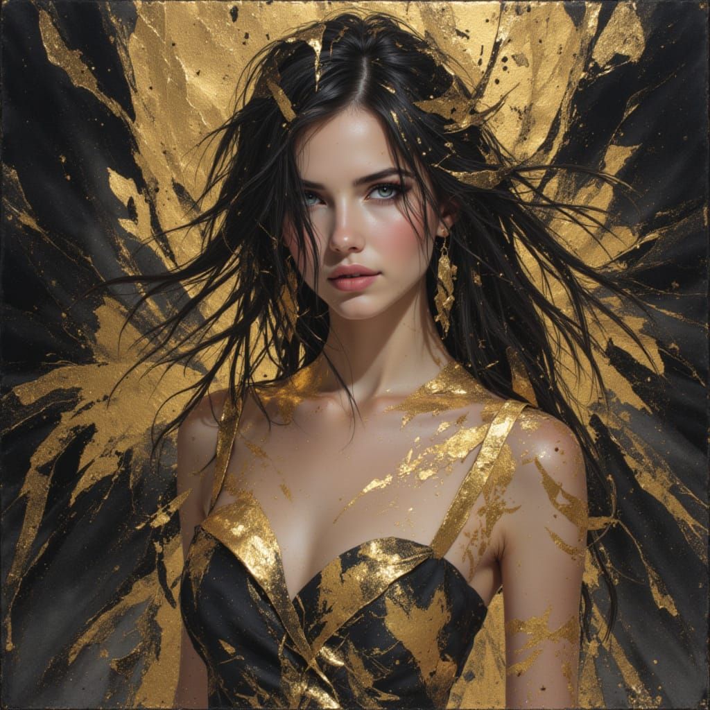 Elegant Black and Gold Abstract Art