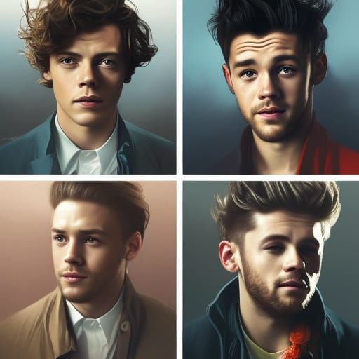 Hyperdetailed Portrait of Five Young Men in Artstation Style