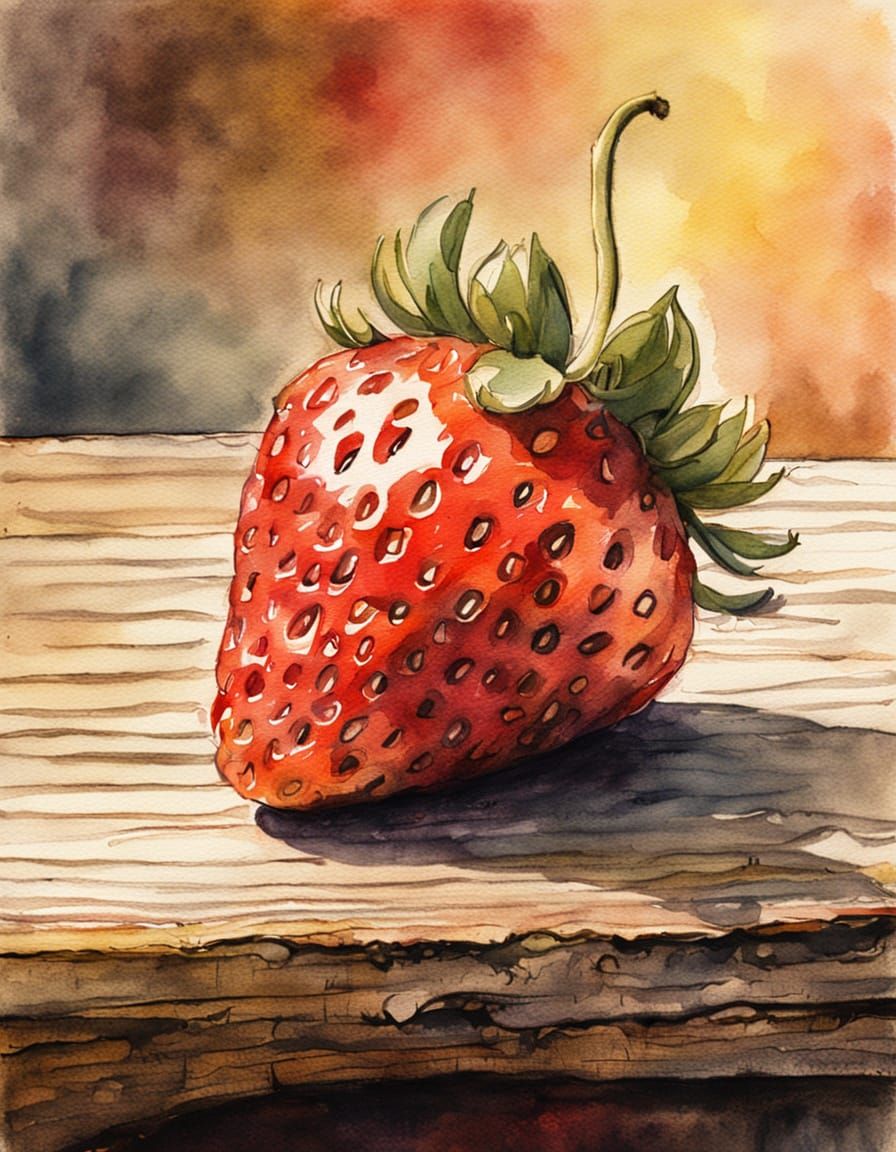 Whimsical Strawberry Still Life in Soft Watercolor