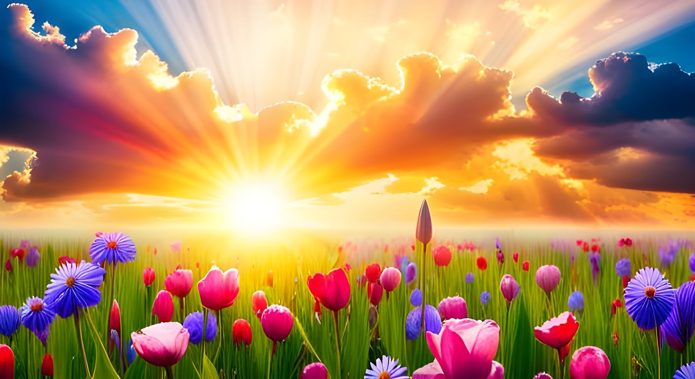 Serene Floral Face in a Spring Meadow