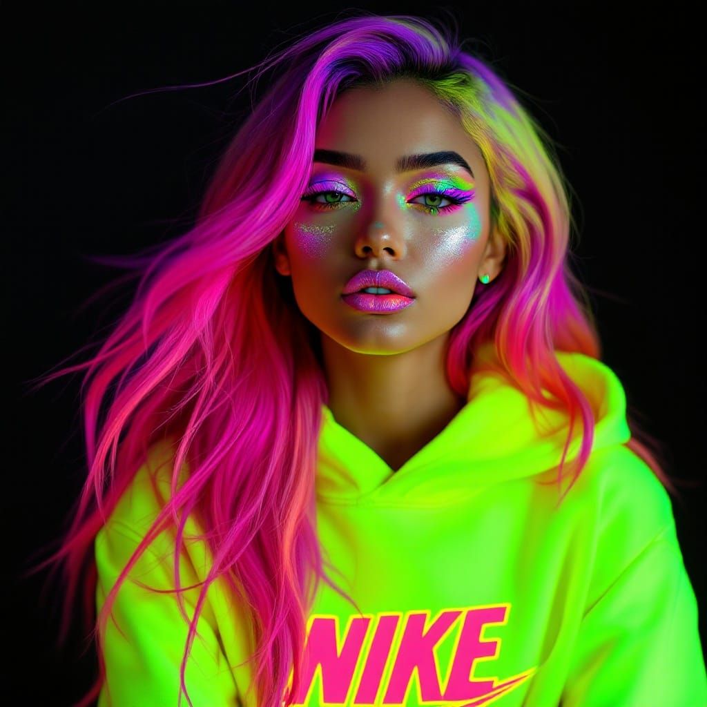 Neon Content Creator Seraphina with Glowing Accents