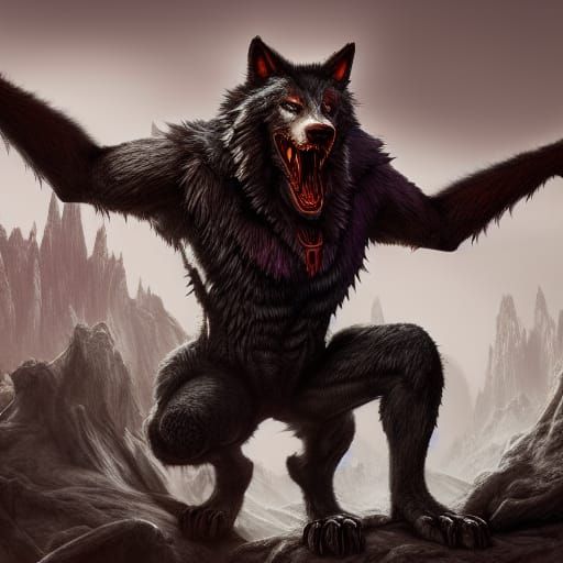 Detailed Werewolf Woman in Fantasy Art Style