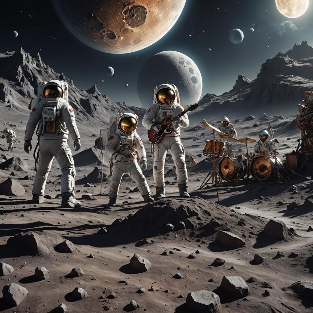 Progressive Rock Band Concert on the Moon