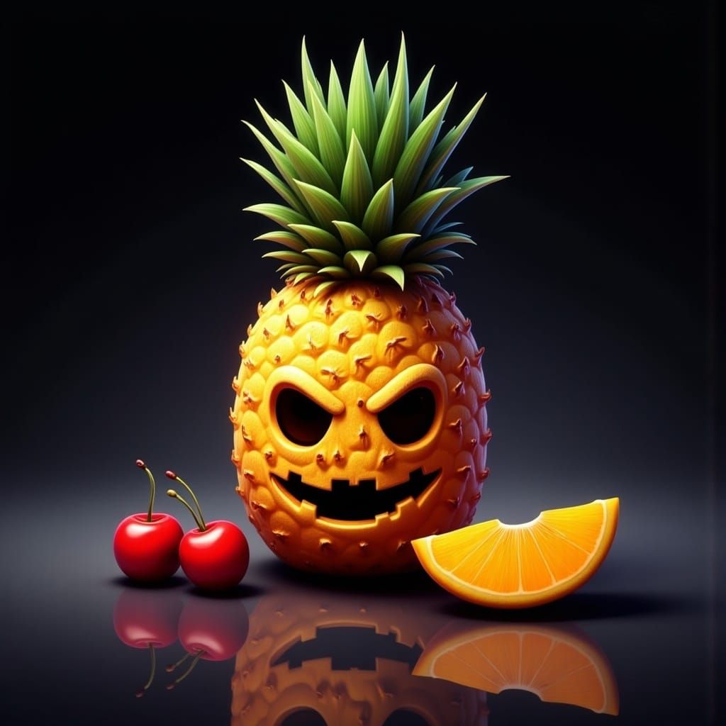 Menacing Pineapple Digital Illustration