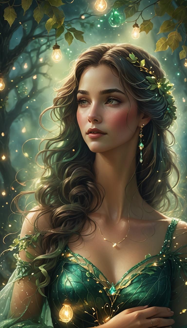 Woman Embracing Earth: Ethereal Fantasy in Digital Art