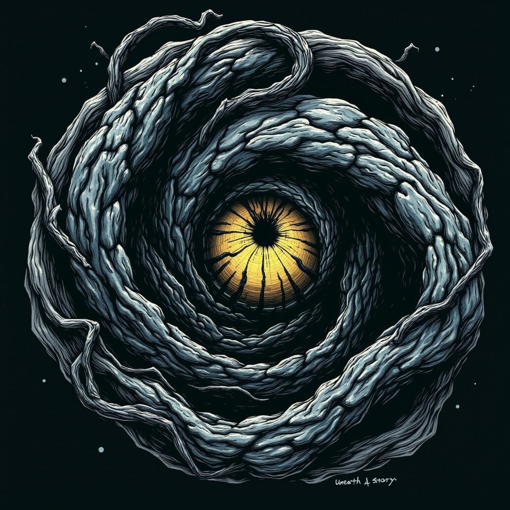 Tyrannosaurus Rex Eye in Ancient, High-Contrast Style