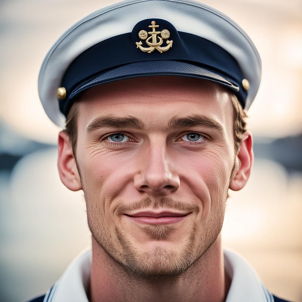 Portrait of a Handsome British Sailor in Studio Lighting