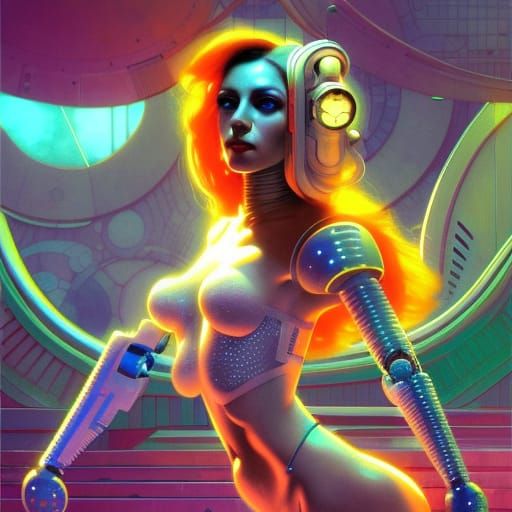 Cyberpunk Mermaid Goddess in Underwater Kingdom