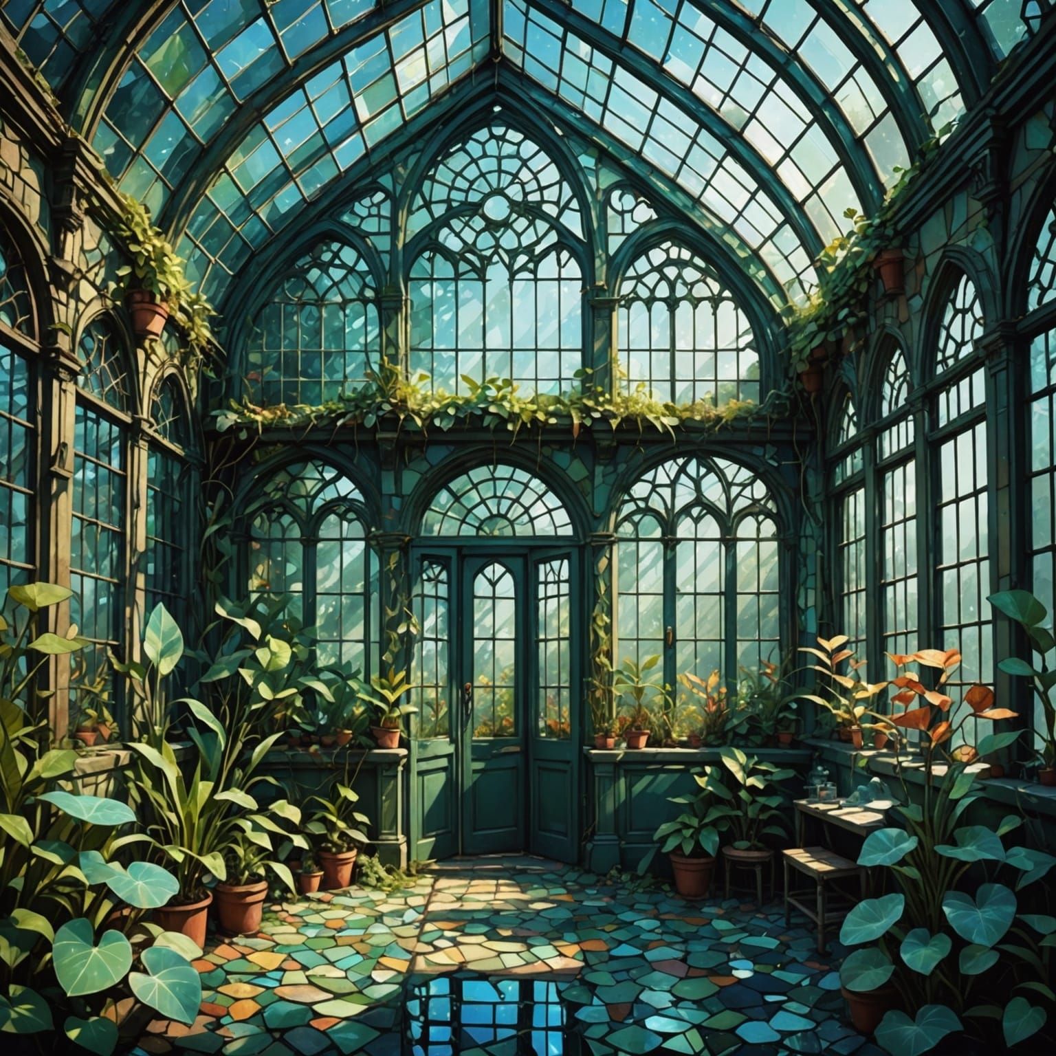 Victorian Greenhouse of Sea Glass and Alien Flora