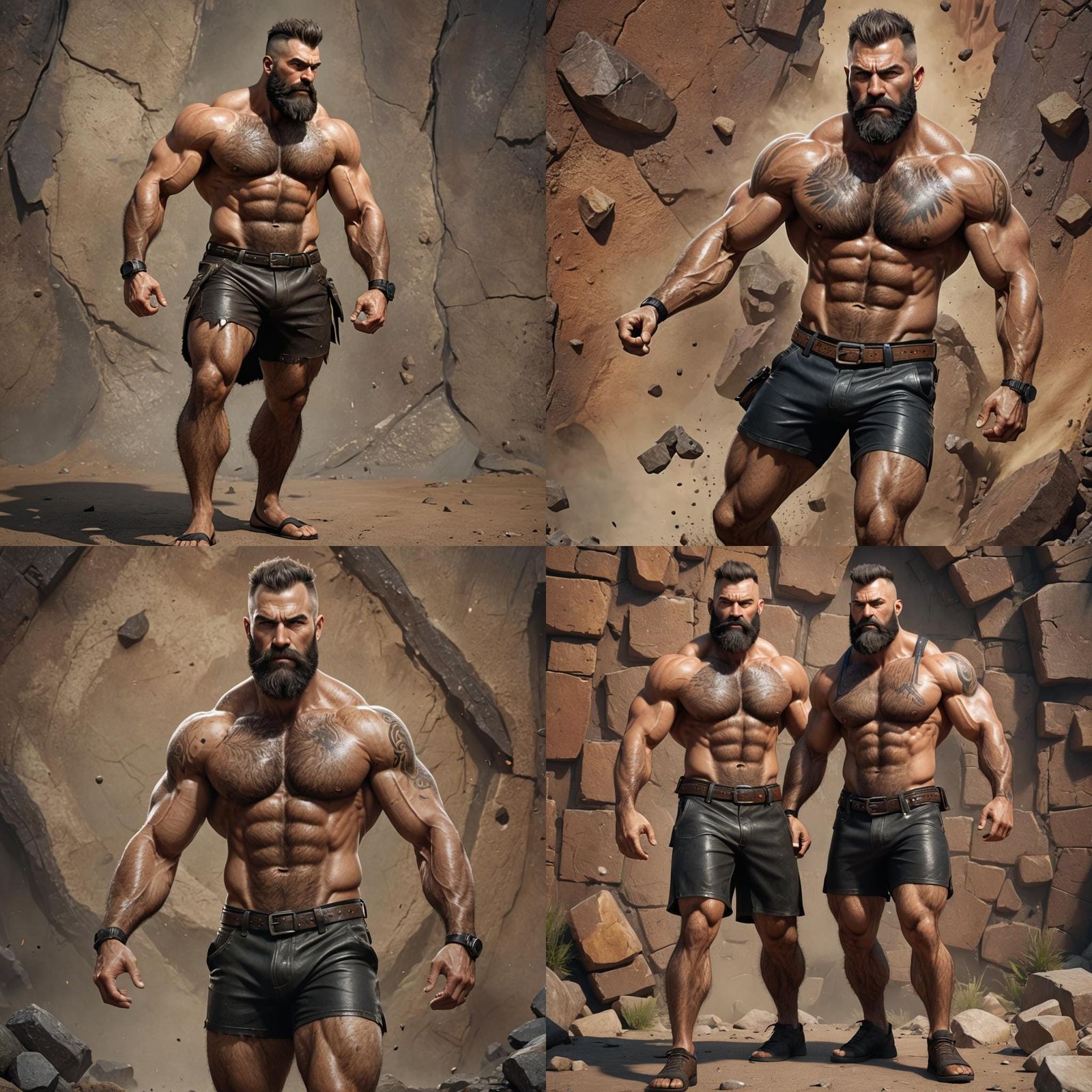 Detailed Matte Painting of Muscular Bearded Man