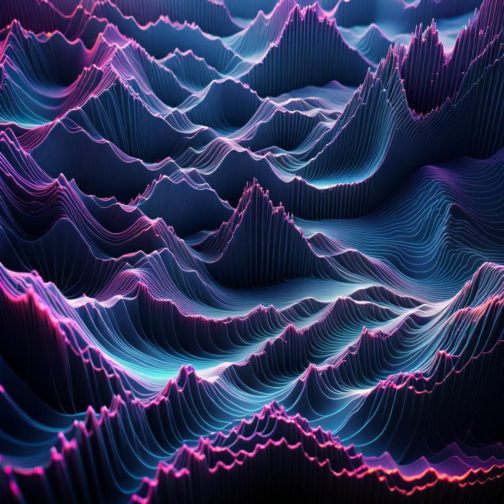 Vivid 3D Sound Wave Diagram Landscape