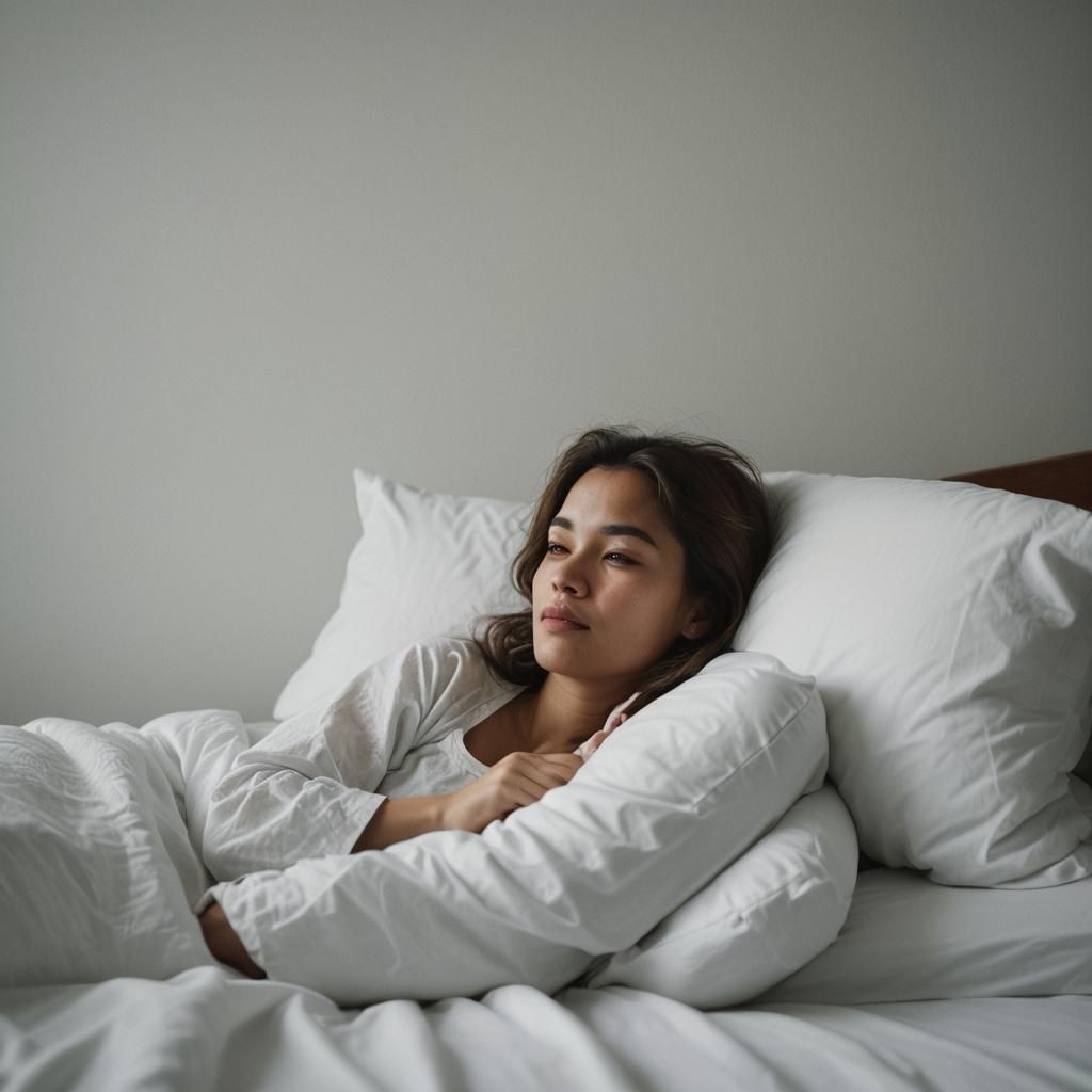 Woman lying in bed