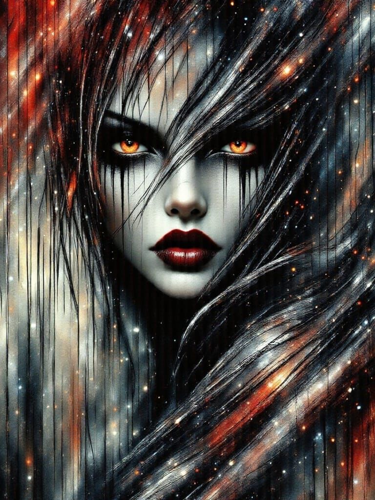 Gothic Vampiress with Cracked Porcelain Skin