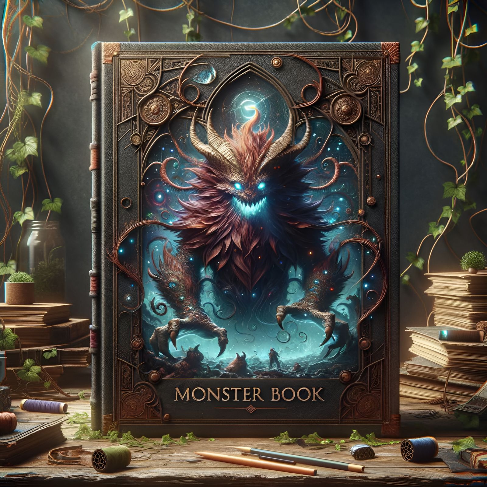 Monster Book Cover Portrait in 3D
