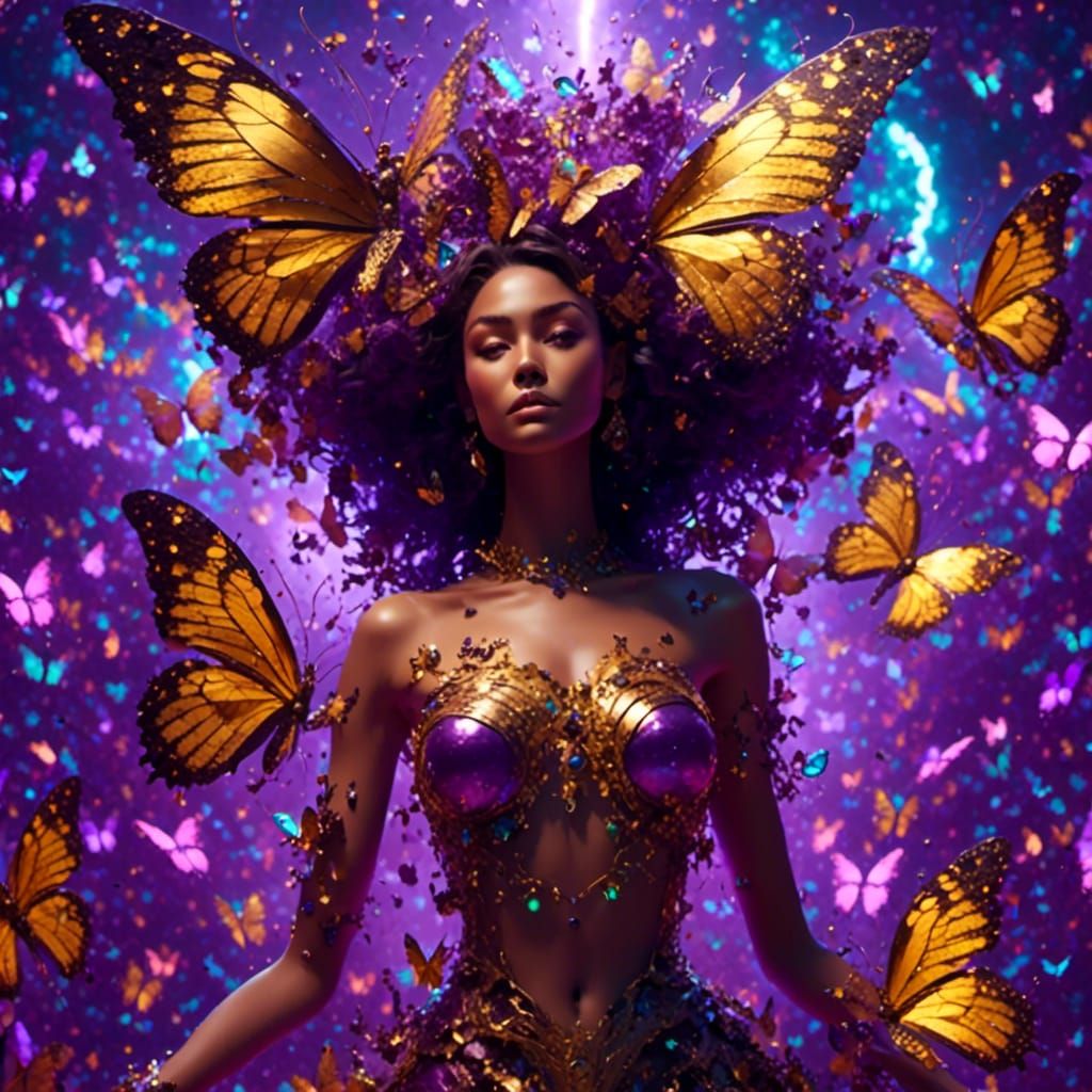 Fantasy Butterflies in Sparkling Golden Light
