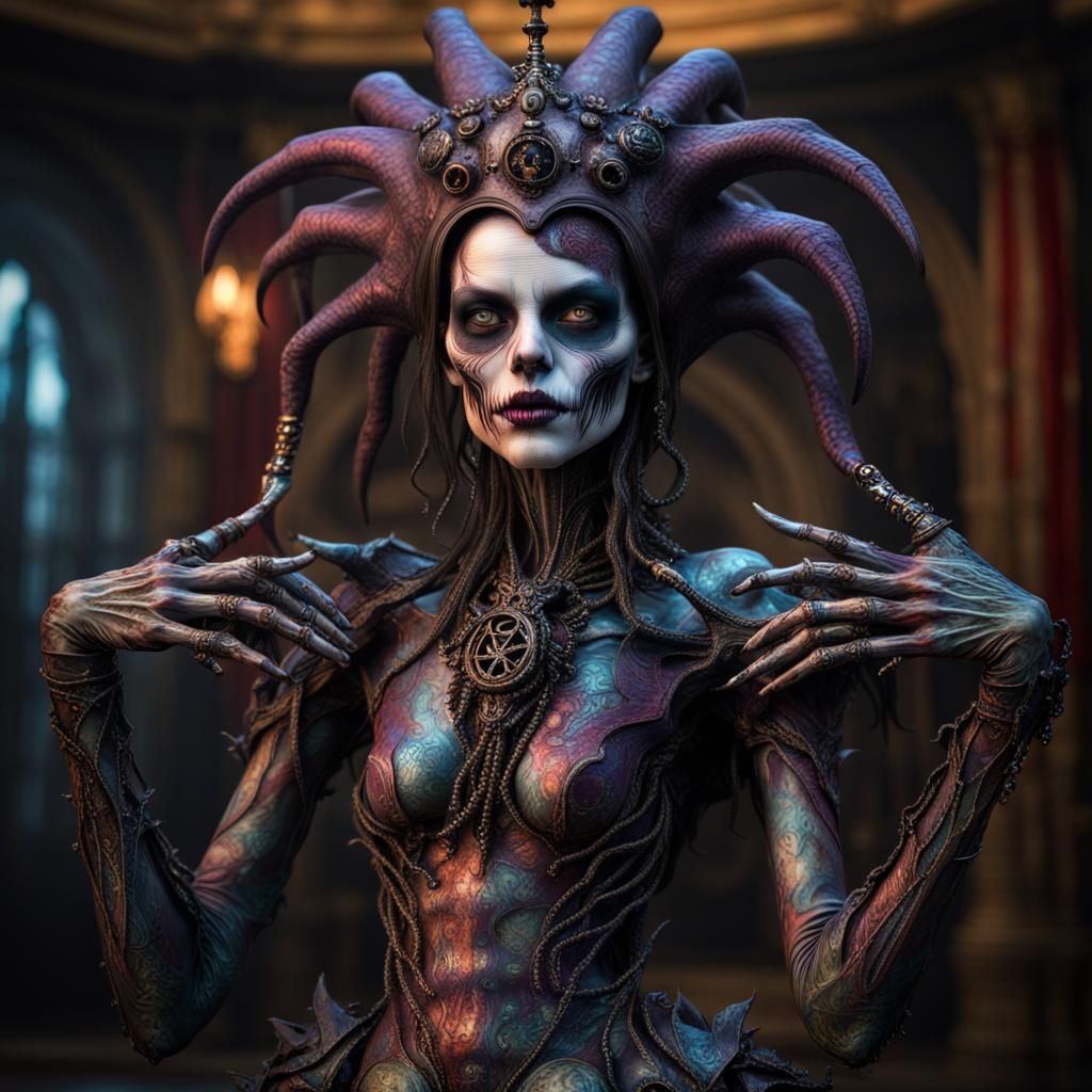 Undead Zombie Jester in Gothic Style