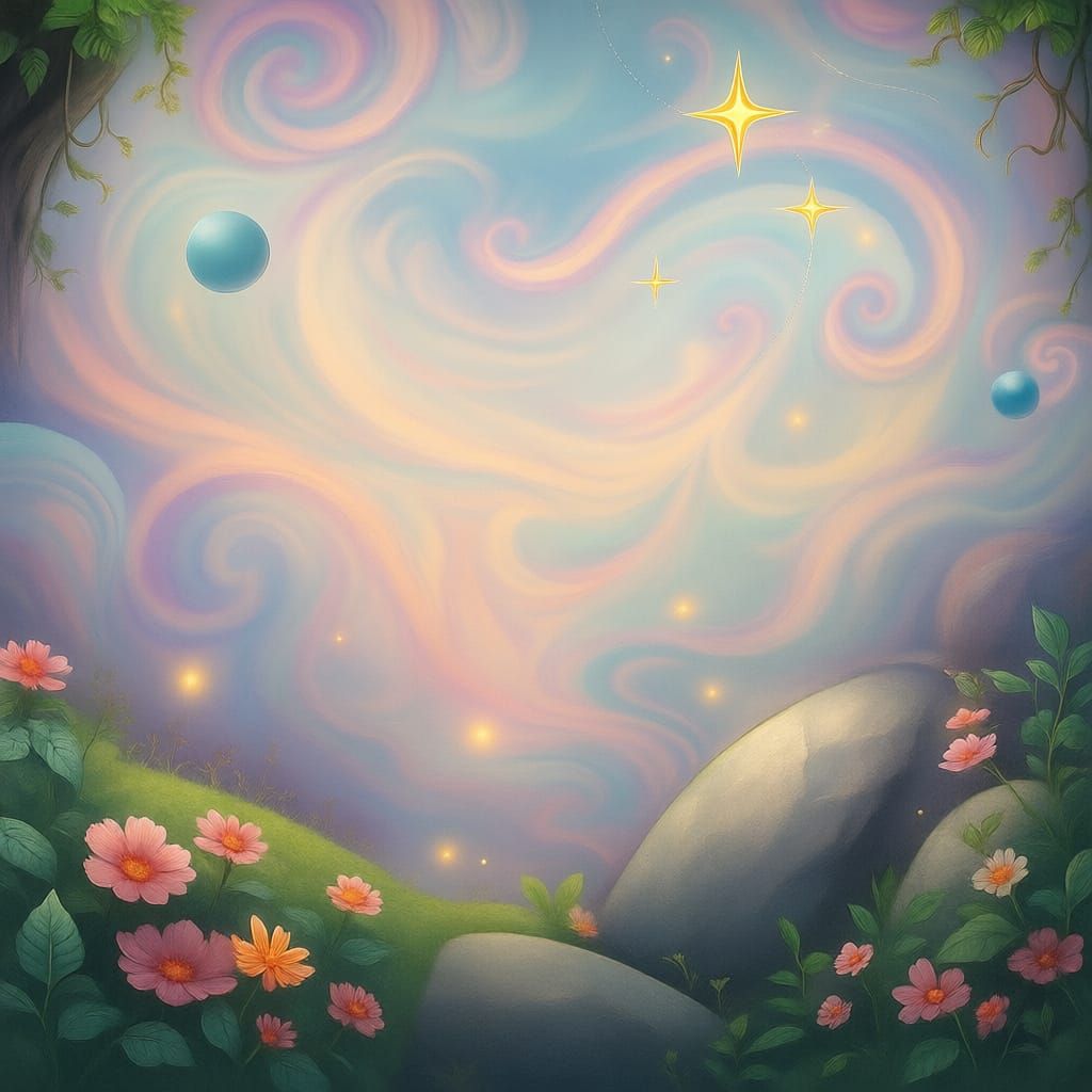 Golden 'Many Blessings' in a Dreamlike Landscape