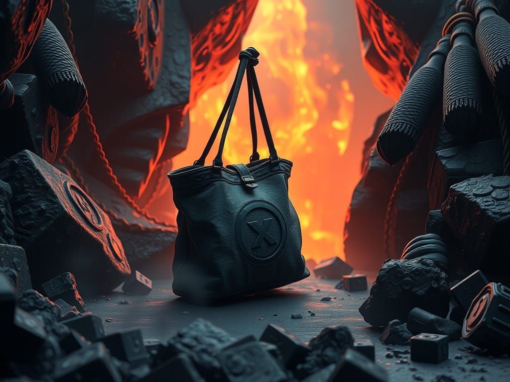 Hyperrealistic Bag and Bad Symbol in Cinematic Style