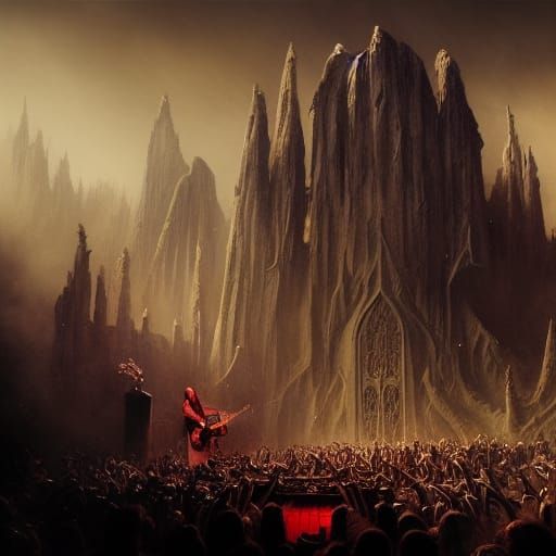 Monster Rock Band Concert: Hyperrealistic Digital Painting