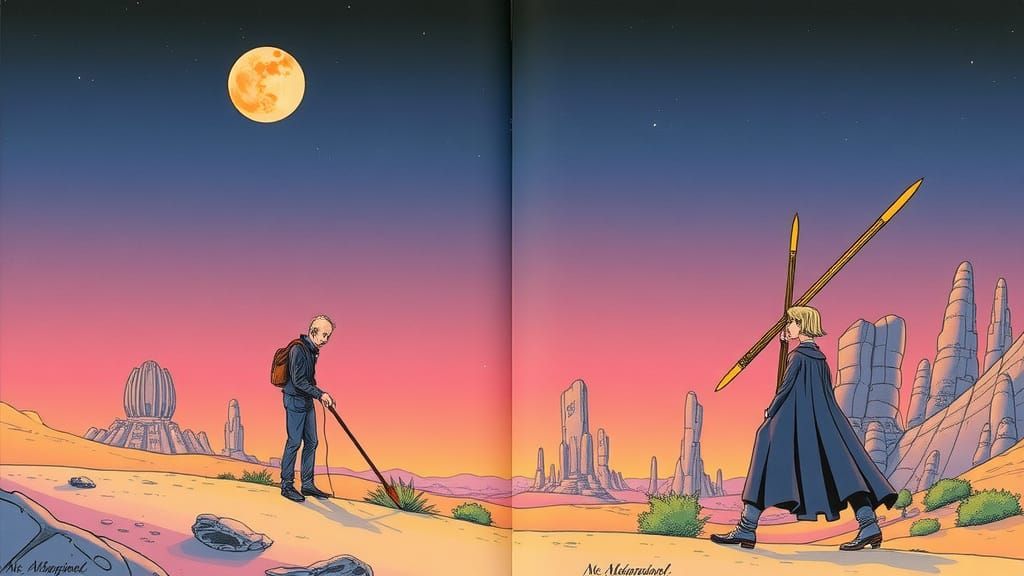 Moebius-Inspired Futuristic Landscape