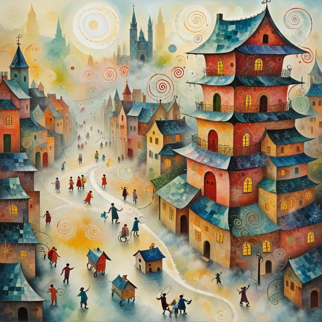 City scape, Paul Klee and Marc Chagall