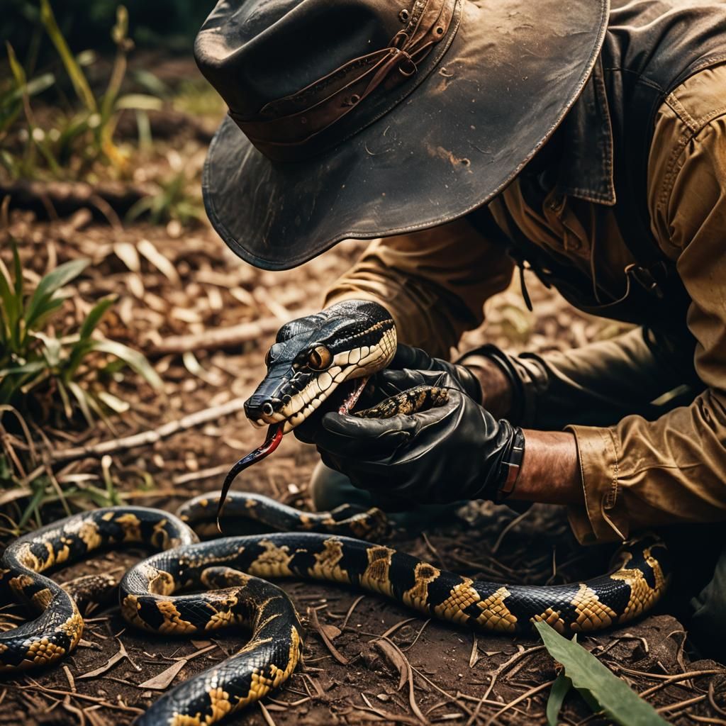 Venom Extraction in Golden Hour: Cinematic Film Still