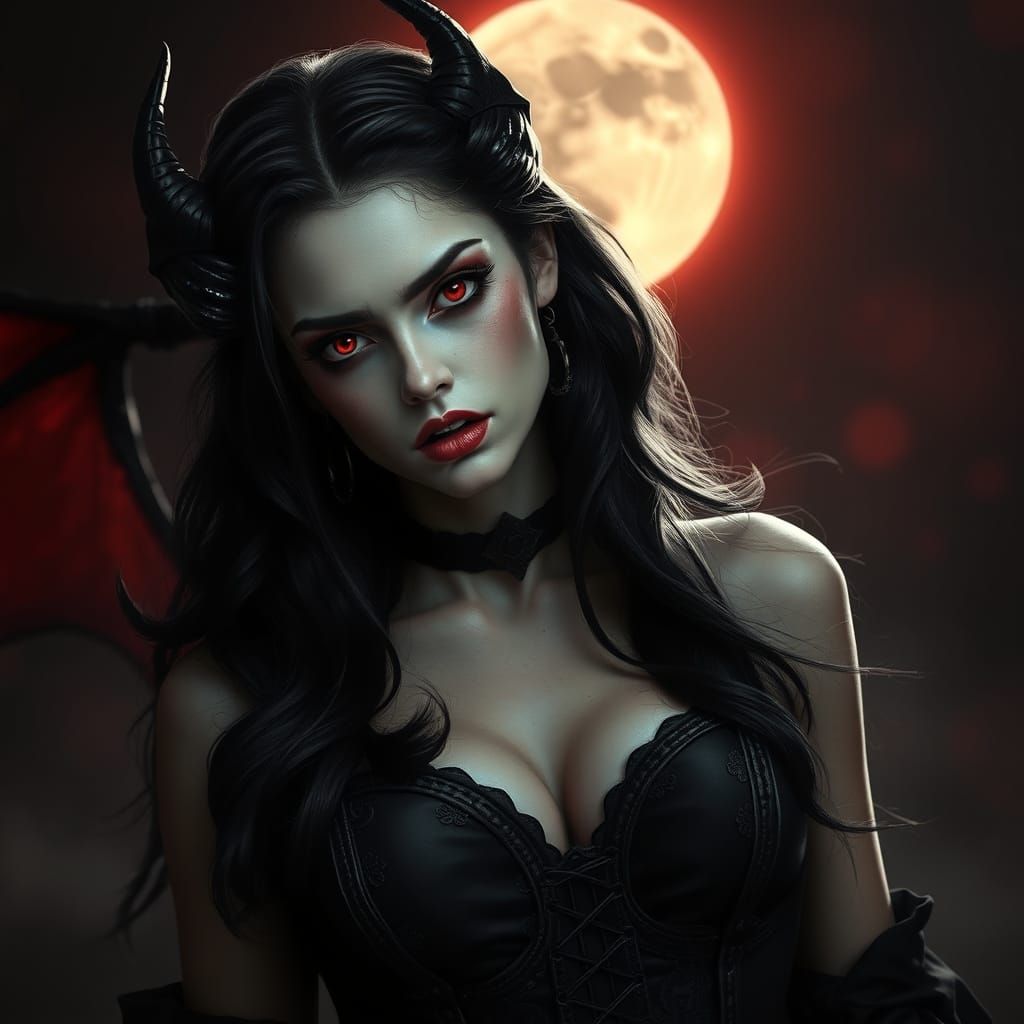 Vampire Sorceress Azaleth under Bloody Moon
