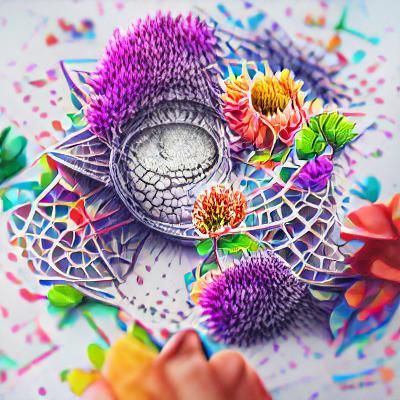 Floral Mandala Zentangle in Watercolor Style