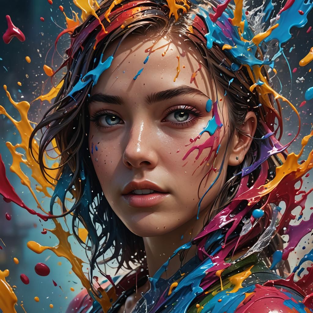 Dramatic Portrait in Splash Art Style